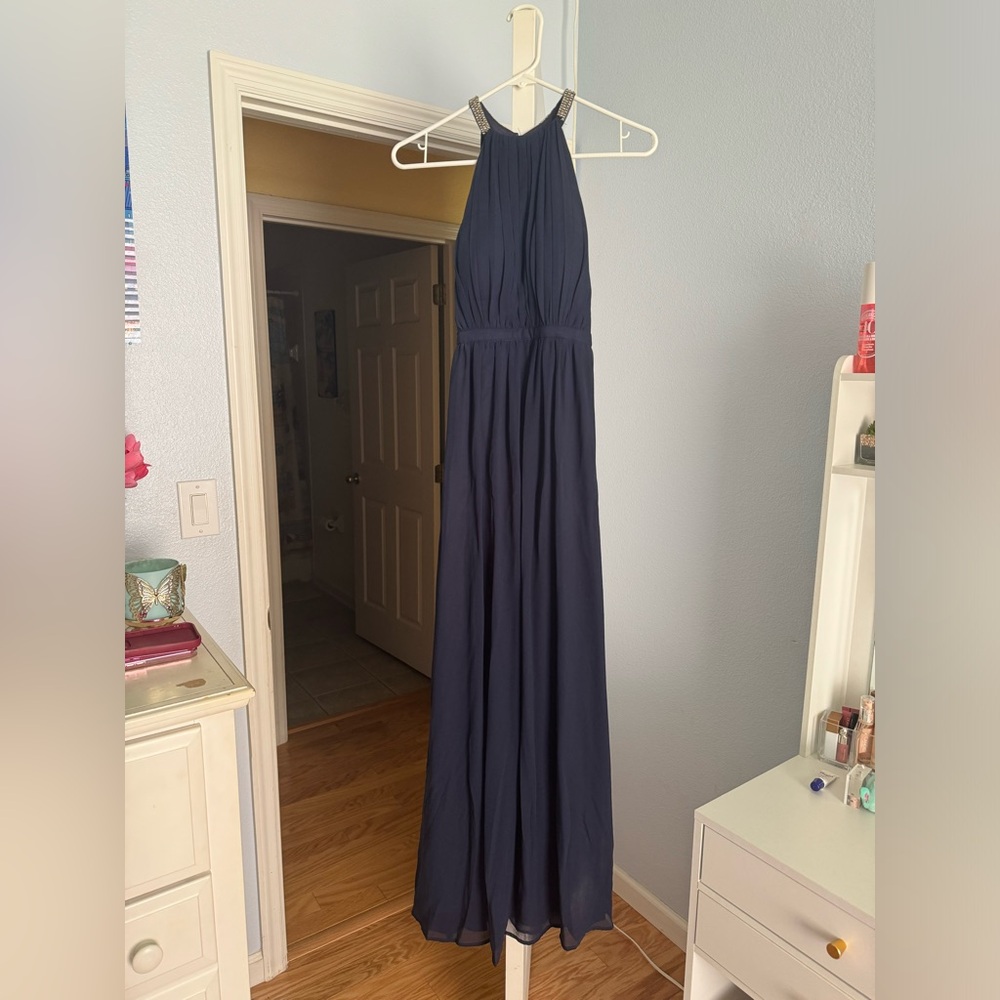 minuet navy blue prom dress